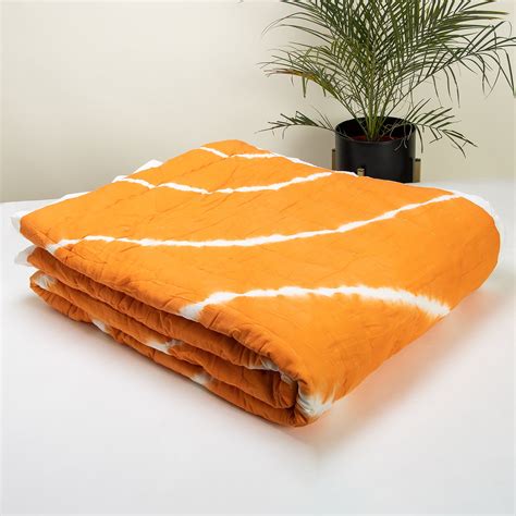 Buy Orange Tie and Dye Pure Cotton Jaipuri Quilt Online DMAASA.in