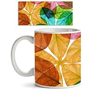 Buy ArtzFolio Colorful Leaves D1 | Ceramic Coffee Tea Mug Inside White ...
