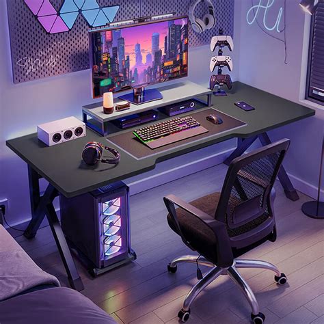 VEAREAR 40 Inch Gaming Desk, Computer Desk with K-Shaped India | Ubuy