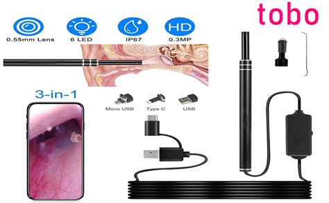 Tobo Ear Otoscope, USB Digital Waterproof HD Ear Scope Inspection ...