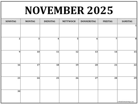 November 2025 Kalender