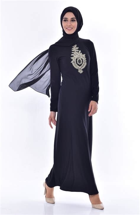 Black Hijab Dress 4457-07 | Sefamerve