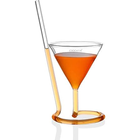 Buy CROCKERI Goblet Glasses with Build in Straw | Cocktail Glasses ...