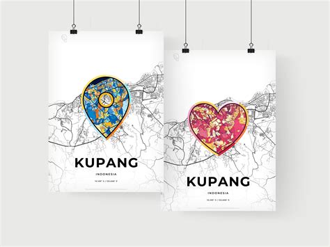KUPANG INDONESIA minimal art map with a colorful icon. Creative city map poster. Where we met ...