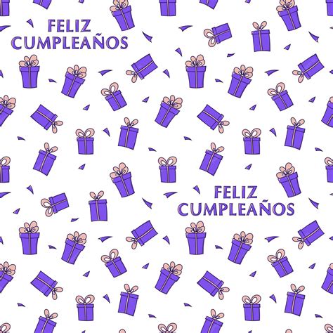 Premium Vector | Seamless pattern with gift boxes and birthday congratulation in spanish