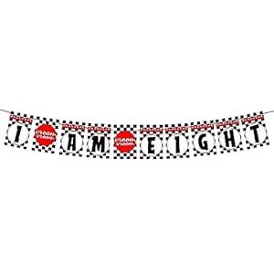 Partyzon Racing Checkered Flag I Am 8 Eighth Birthday Theme Happy ...