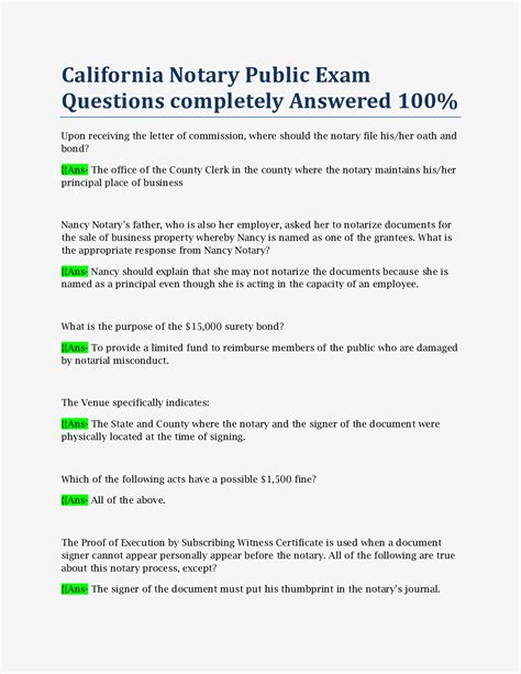 Image result for Notary Test Examples