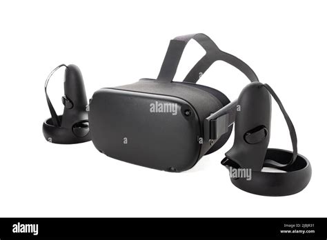 Close-up of a set of virtual reality devices. Joysticks and VR glasses ...