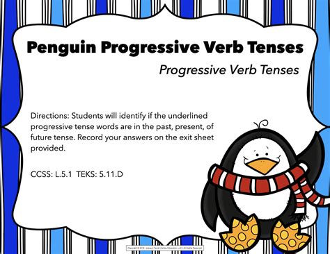 Penguin Progressive Verb Tenses – Learning Centers Made Easy