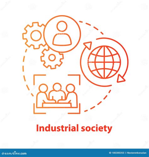 Industrial Society Concept Icon. Mass Production Technology Idea Thin Line Illustration. Labor ...