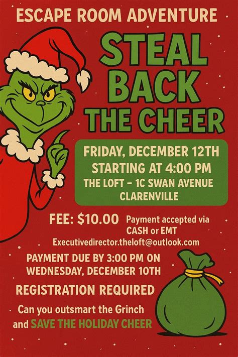 Grinch Themed Escape Room December 12th , 1C Swan Ave, Clarenville, NL ...