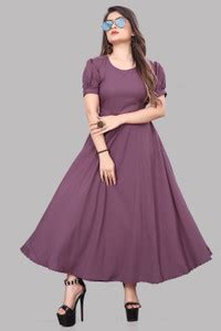 ANTRA Women Fit and Flare Purple Maxi/Full Length Dress - Buy ANTRA ...