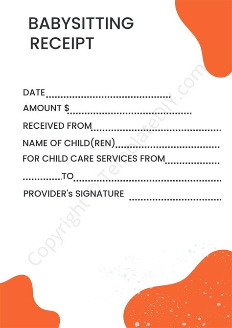 Babysitting Receipt Template Free