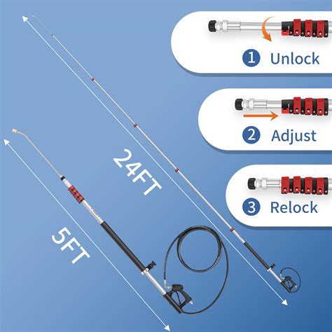 24 FT Pressure Washer Telescoping Wand - High Pressure Washer Wand Included Power Washer ...