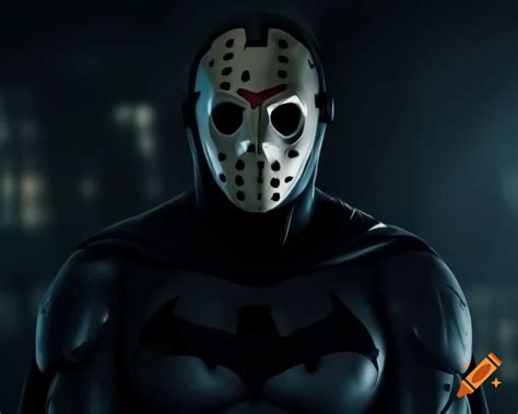 Concept artwork of a character blending jason voorhees with batman elements on Craiyon
