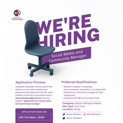 Job Vacancy: Social Media and Community Manager - AboveWhispers