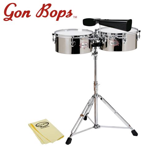 Gon Bops TB1415-KIT-1 Tumbao Timbales 14-Inch/15-Inch Set with Timbale ...