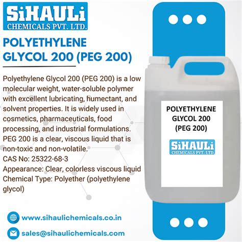 Polyethylene Glycol 200 (PEG 200) Manufacturers & Exporters From Vasai ...