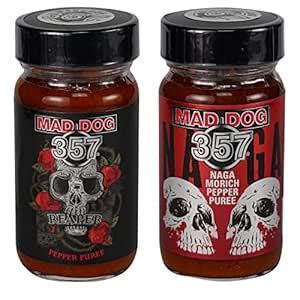 Mad Dog 357 Carolina Reaper/Naga Morich Ghost Pepper Puree Two Jar Hot ...