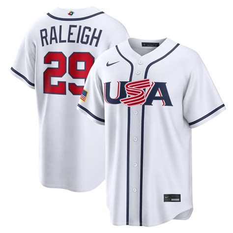 Cal Raleigh USA Baseball Nike 2026 WBC Home Jersey - White - Jersey ...