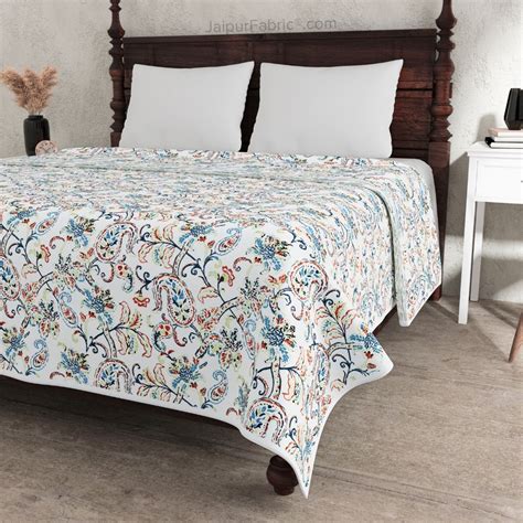 Pure Cotton Double Bed Dohar Anokhi Print – Gulmohar Vine Blue & Brown ...