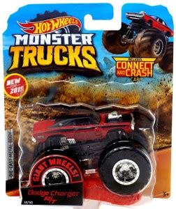 HOT WHEELS Monster Trucks 1:64 Include Connect and Crush Dodge Charger ...