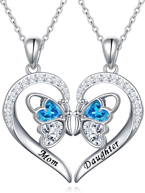 Amazon.com: DAOCHONG Mother Daughter Heart Necklace S925 Sterling ...