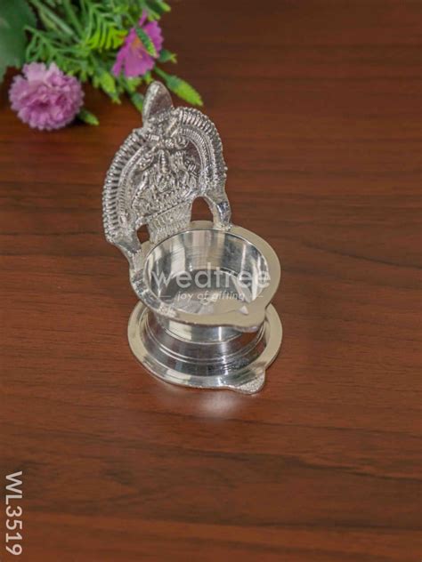 German Silver Kamakshi Diya - 4.2 inch - WL3519 – Wedtree