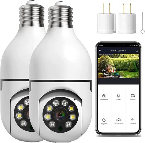 Amazon.com : 2 Pack 3MP Light Bulb Security Camera Wireless Outdoor ...