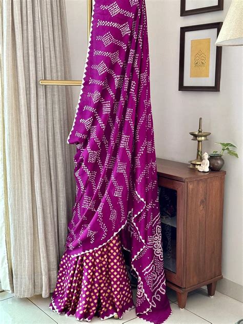 Stylish Pure Gajji Silk Half n Half Bandhani Saree – Kapaas Katha