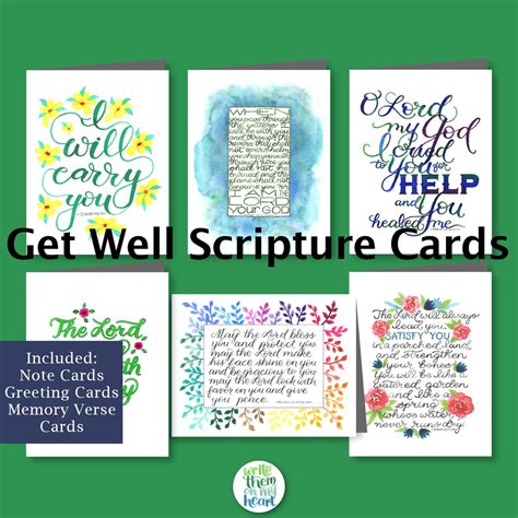 Get Well Scripture Cards, 6 Printable Bible Verse Get Well Cards, 5x7 ...