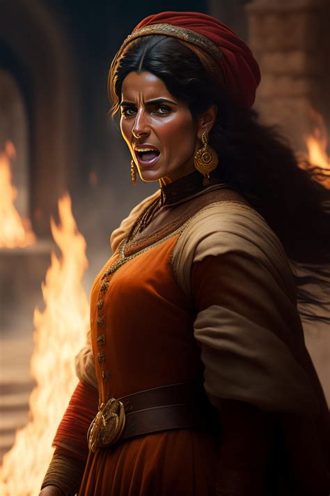 Lexica - Portrait of a spanish peasant woman shouting, hair up, wearing ...