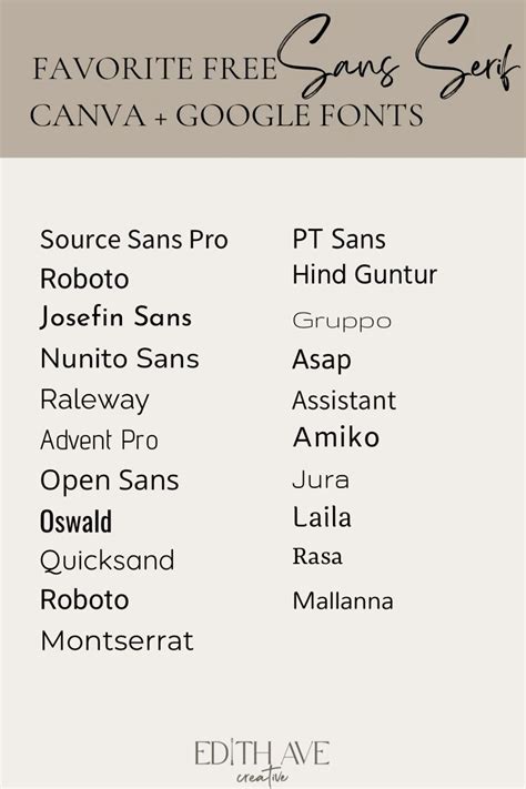 Free Canva and Google Sans Serif Fonts | Sans serif google font, Simple ...
