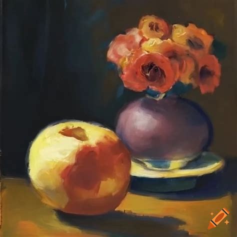 Impressionist still life painting on Craiyon