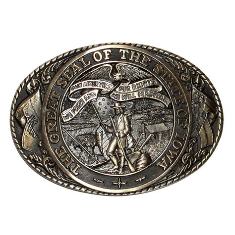 Iowa State Seal Vintage Tony Lama Solid Brass Belt Buckle | Brass belt ...