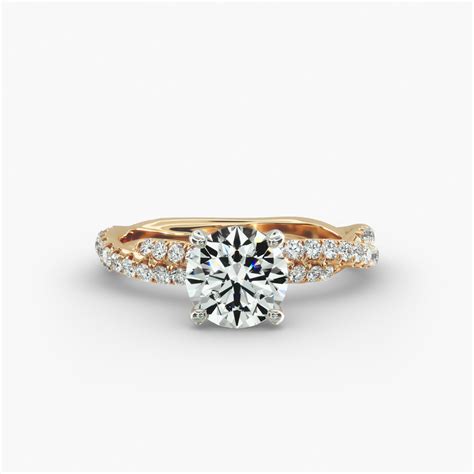 Pavé Twist Diamond Engagement Ring In 14K Yellow Gold-17460y14