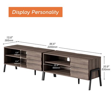 Buy Mid-Century TV Stand with LED Lights for TVs up to 85 Inch, Modern ...