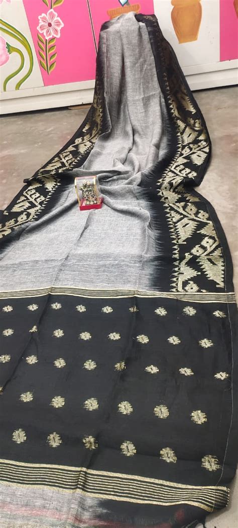 Pure Linen Saree With Running Blouse – thecotlin