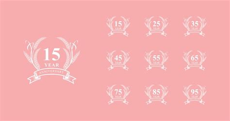 Ensemble d'emblèmes premium anniversaire blanc | Vecteur Premium