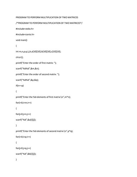 Multiplication of Matrices C-code 的图像结果