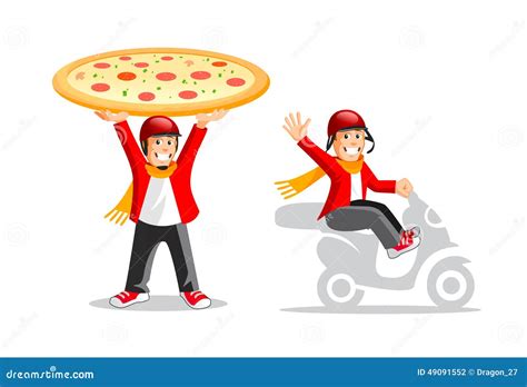 Funny Cartoon Pizza Delivery Guy Stock Vector - Illustration of pizza ...