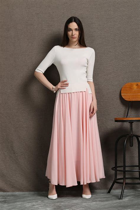 Chiffon Skirt womens skirts pink chiffon skirt floaty maxi | Etsy