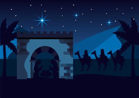 Maria en Jozef met jezus en tovenaars koningen | Premium Vector