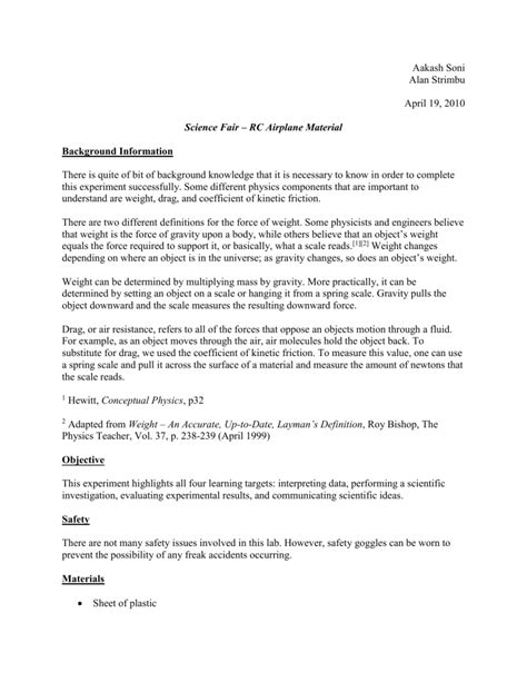 Examples of a Science Fair Report 的图像结果