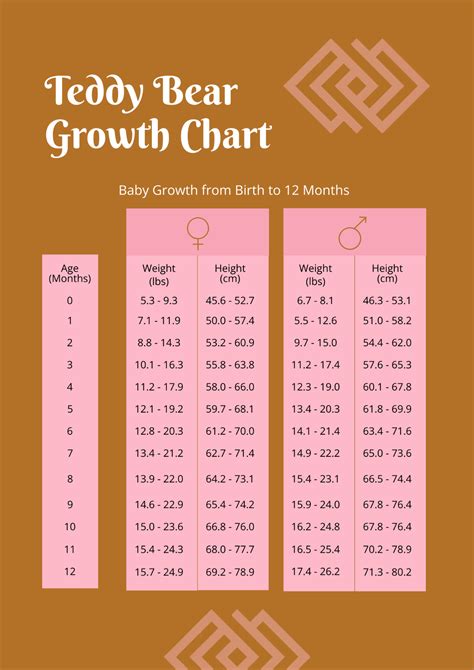 Free Teddy Bear Growth Chart Template to Edit Online