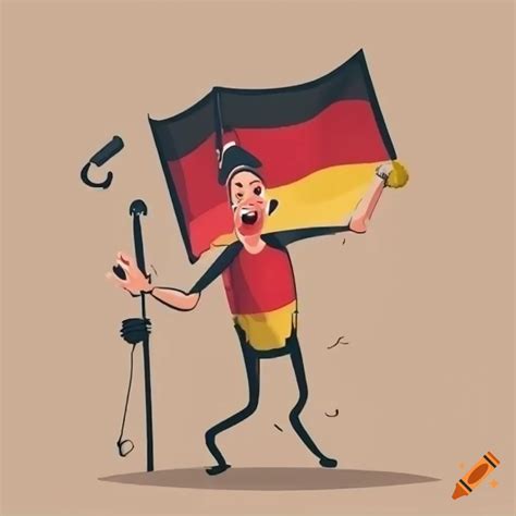 Cartoon of a person singing with german flag background