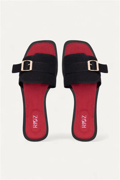 BuckleUp Slides | Stylish & Breathable Knit Slides for Women