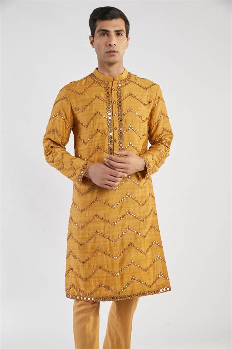 Mustard EMBELLISHED Kurta – abhinavmishra