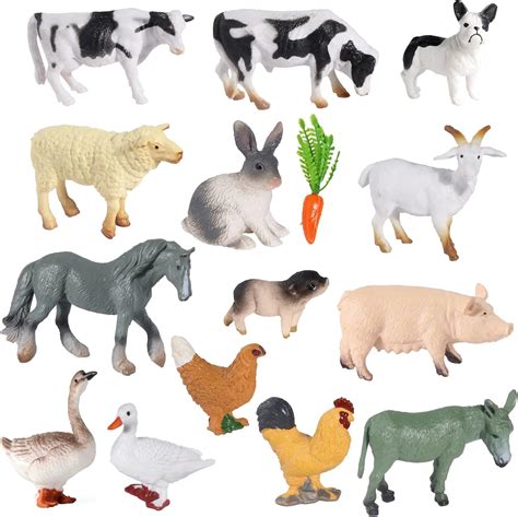 Amazon.com: SIENON 15Pcs Farm Animal Figures Toys Realistic Mini Farm ...