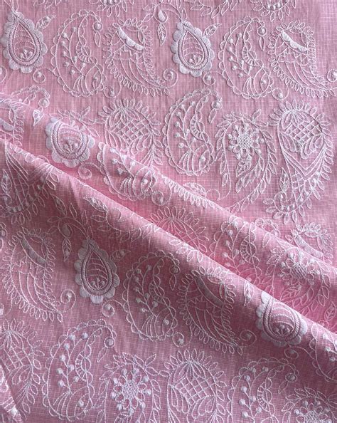 Baby Pink Kota Doriya Embroidered Fabric – Lavanya India